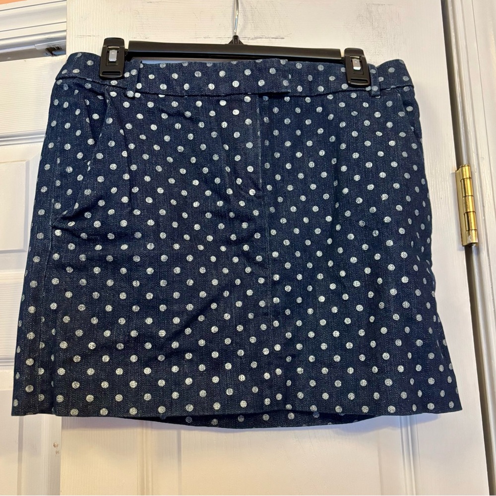 J. Crew Women's Jeans/Denim Mini Skirt With Polka Dots Size 2 with side pockets